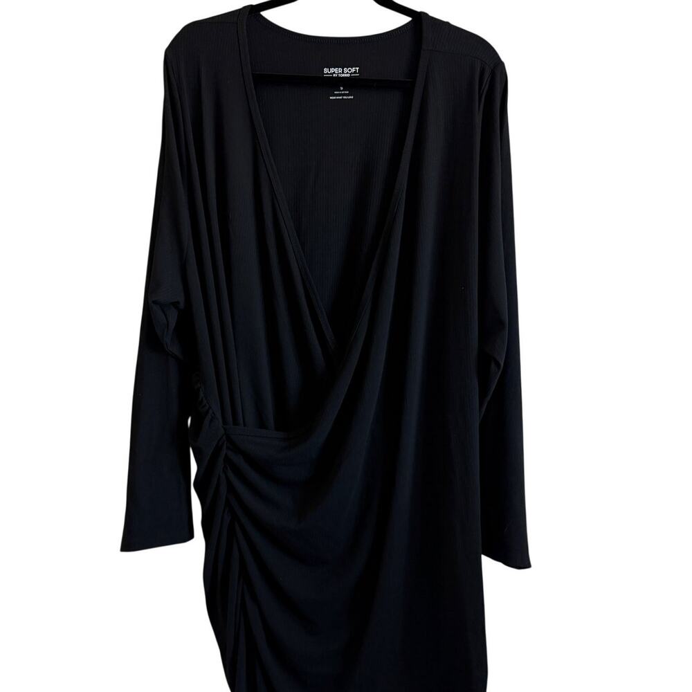 Torrid Women's Black Supersoft Rib Surplice Long Sleeve Top - Size 5 - NWT